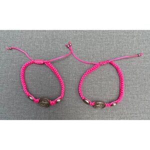 2 Pack Pink Handmade Ajastable Women’s Tied String Bracelets